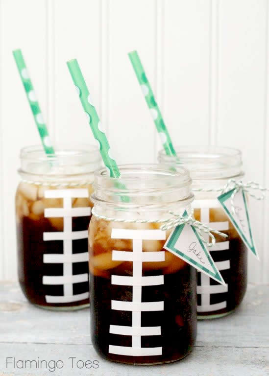 Too cute football mason jars!