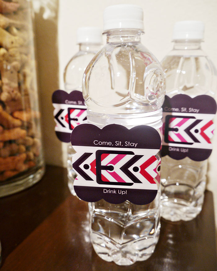 Water bottles at a dog party- B. Lovely Events