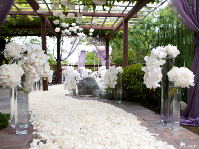 White Wedding Ceremony with White flowers
