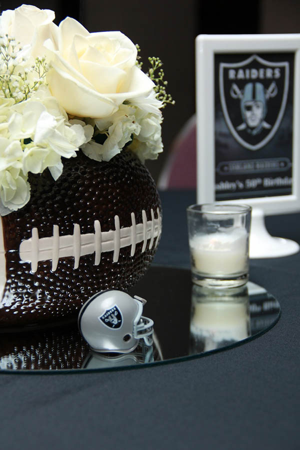 beautiful football vase & flowers for football party