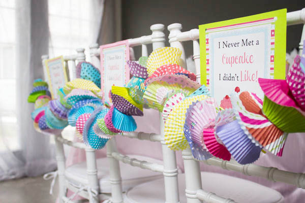 too cute cupcake party chairs- B. Lovely Events