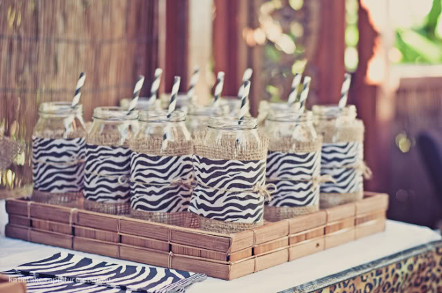 Awesome Zebra print mason jars for a safari party