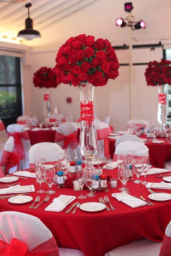Gorgeous Tall Red Rose centerpiece