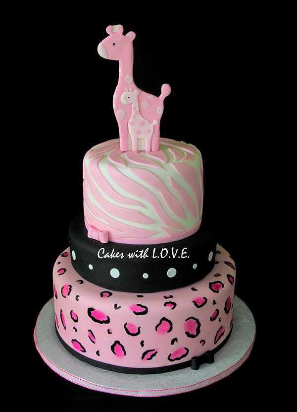 Love this pink safari baby shower cake!