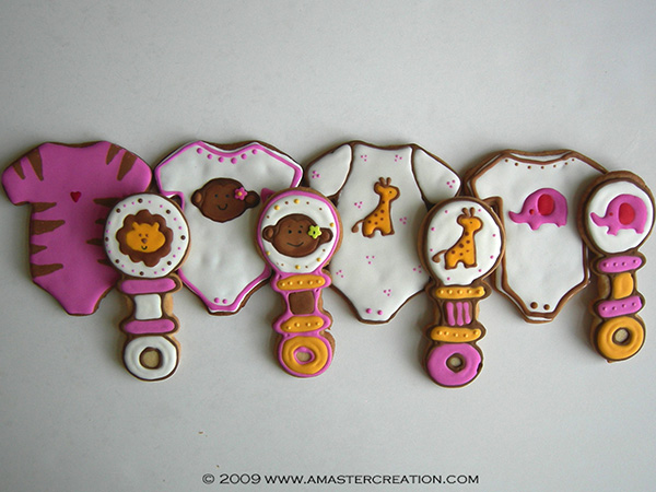 Oh my goodness these girls safari themed onesie cookies are amazing!