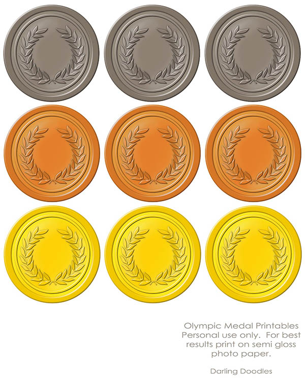 Olympic Gold medal printables
