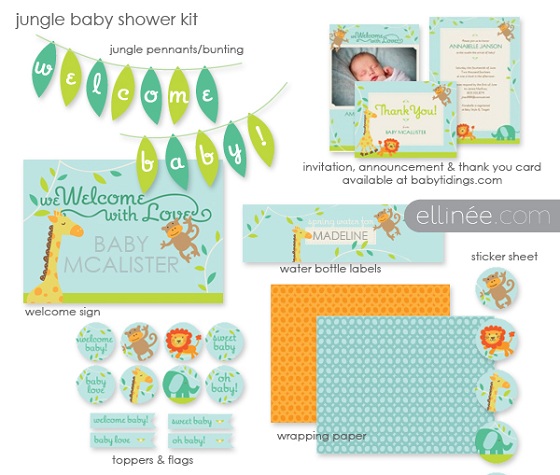 Safari Jungle themed free baby shower printables