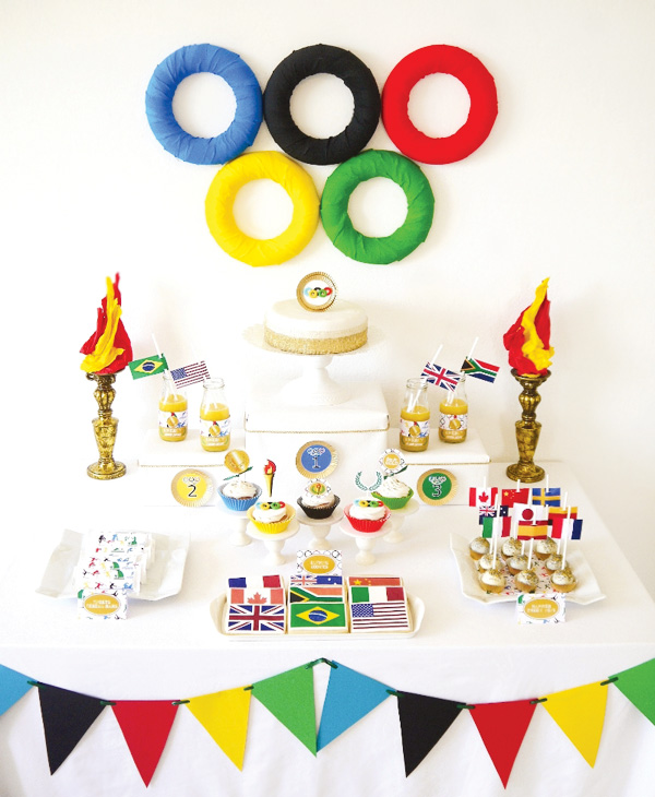 olympics party dessert table