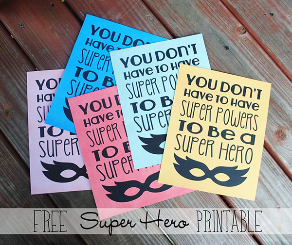 Free super hero printable