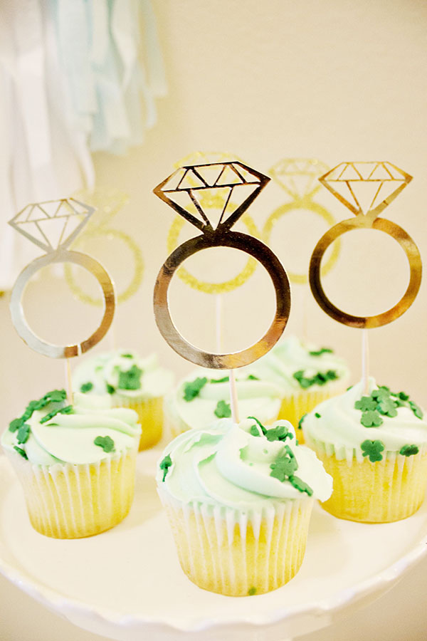 Gold Diamond Ring Cupcake toppers for an lovely Engagement Party Detail! B. Lovely Events