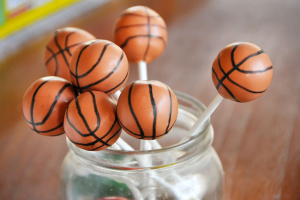 Great way to display basketball cake pops!