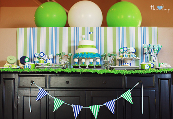 I love this golf party dessert table!