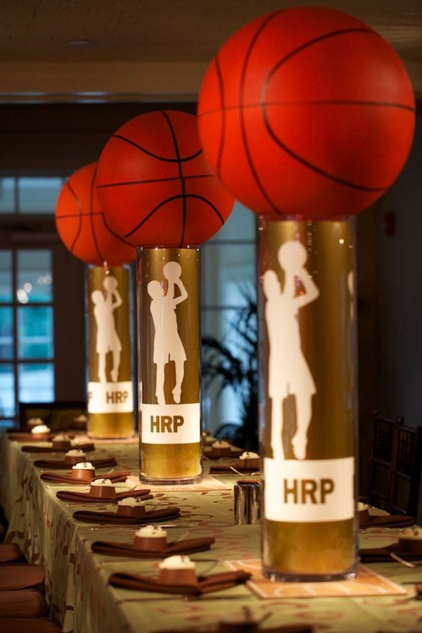 Love these amazing basketball centerpieces