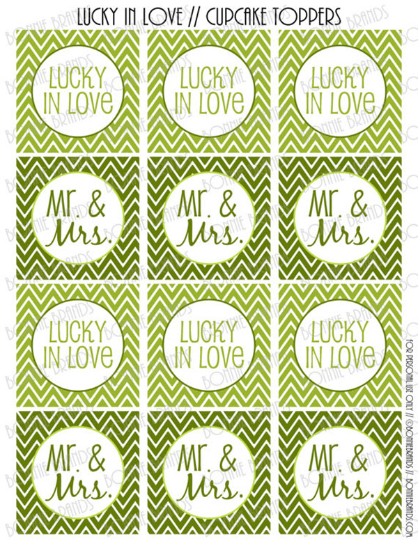 Lucky In Love Cupcake toppers