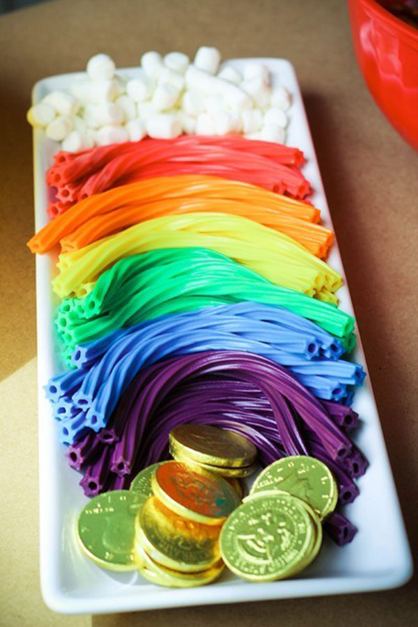 Rainbow treats for St. Patrick's day. Love the gold coins too!