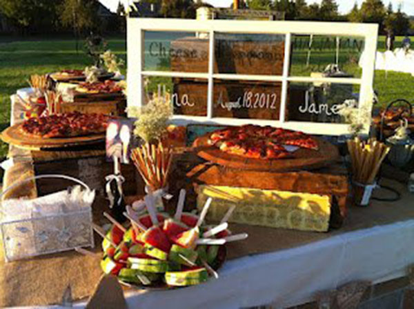 Rustic Pizza Bar For  A Wedding