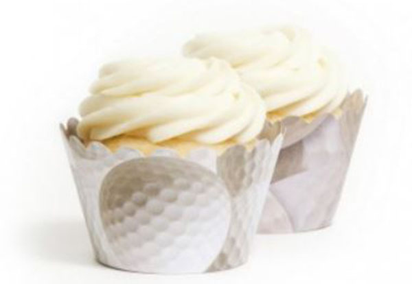 These golf ball cupcake wrappers are perfect for a golf party!