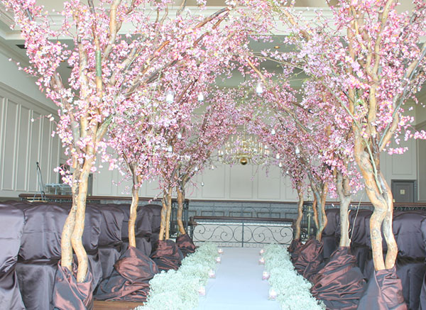 Cherry blossoms down the aisle