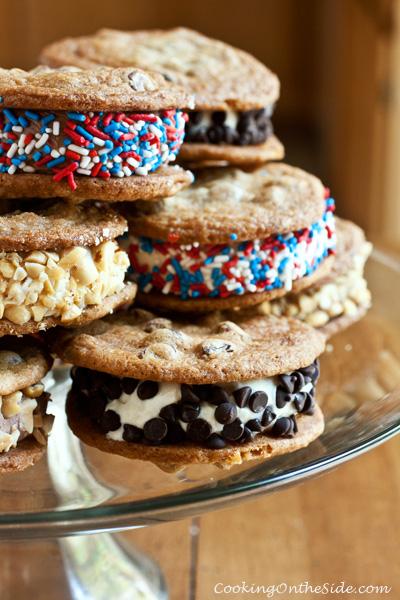 Ice Cream Cookie Sandwiches with toppings-Delicious!!