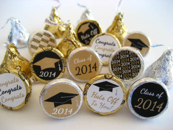 Black and gold graduation party chocolates