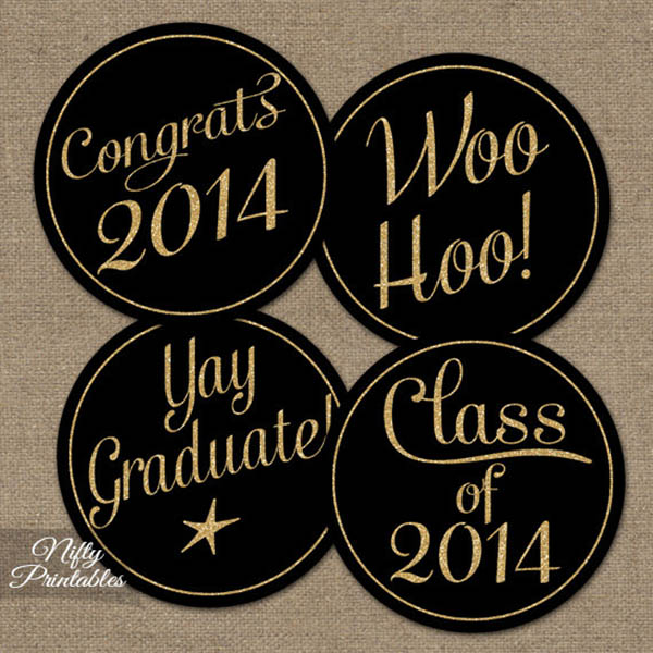 Black and gold graduation party printables