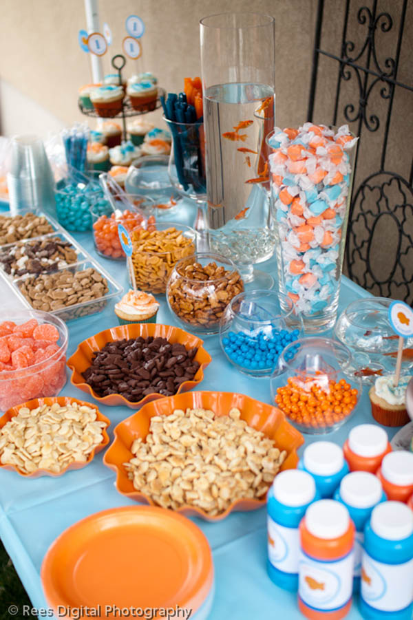 Cute goldfish party ideas on this table
