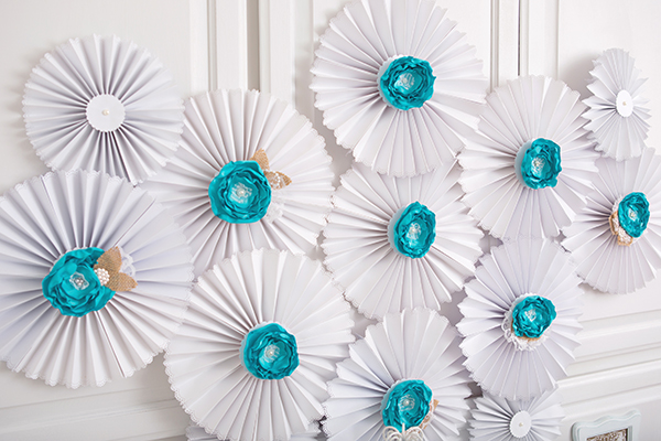 White And Blue Pinwheel Decorations