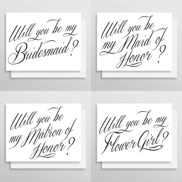 Will You Be My Bridemaid callagraphy card
