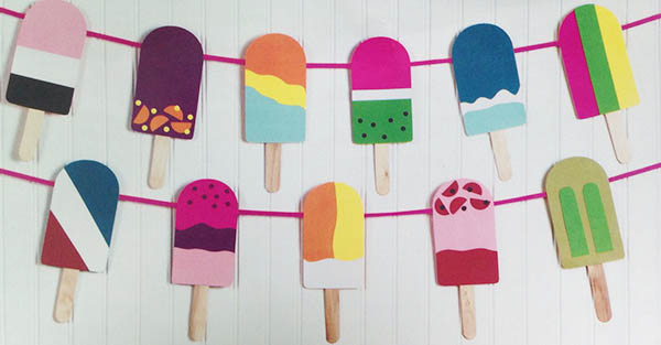 Cute and Colorful popsicle garland for a summer party!