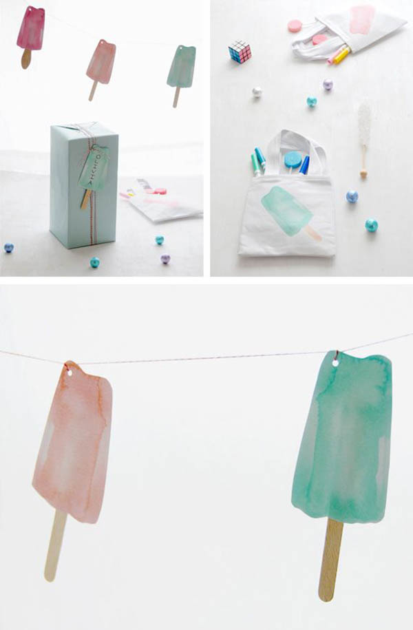 Love the pastel watercolor feel of these popsicle ideas!