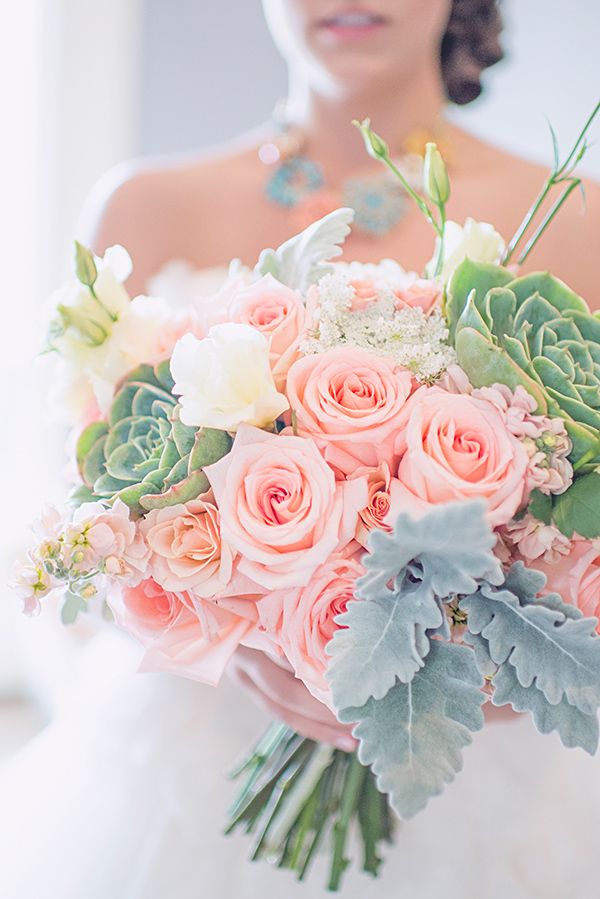Love this soft pastel bridal bouquet