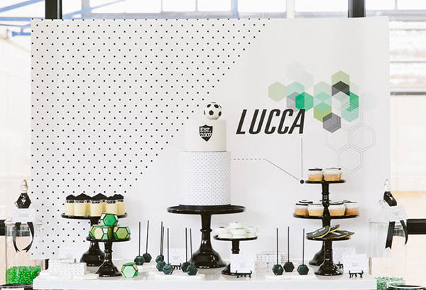 Modern Black and White Soccer Party