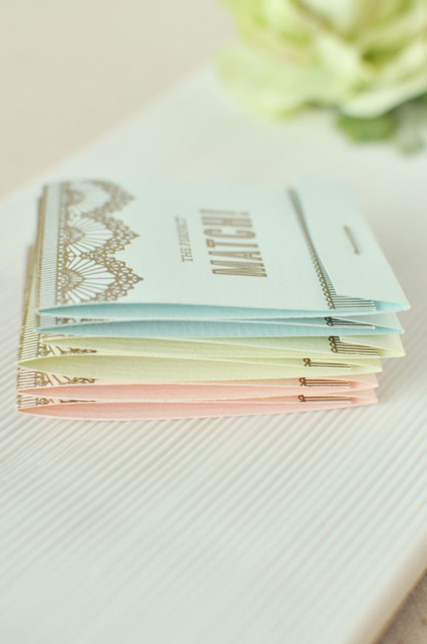Pastel wedding match books