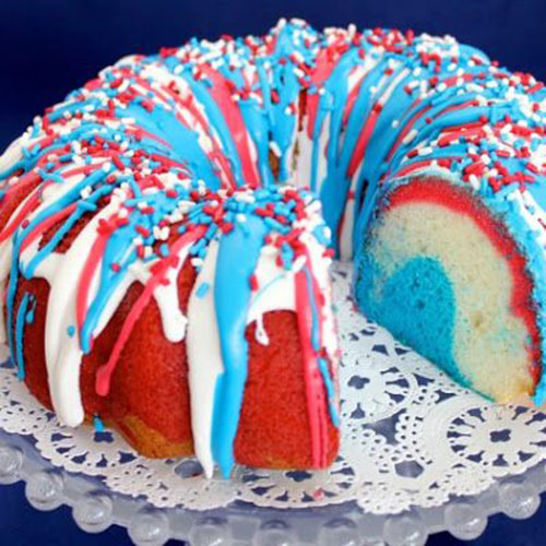Red white and blue bundt cake for the 4th