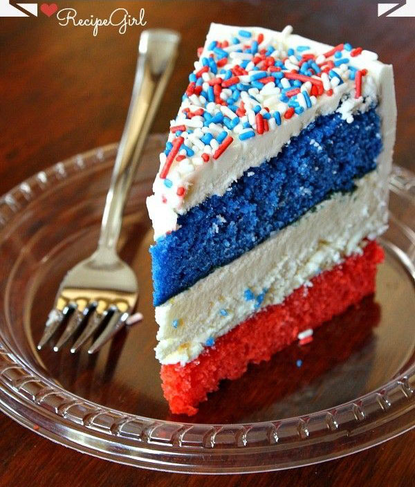 Red white and blue cake for 4th of july!
