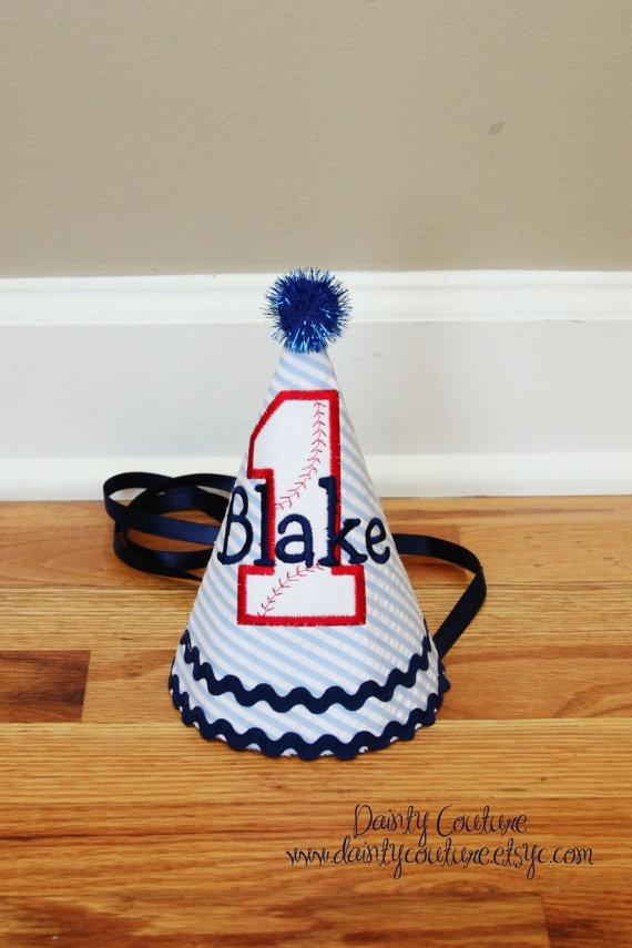 Baseball party hat on etsy- How cute!