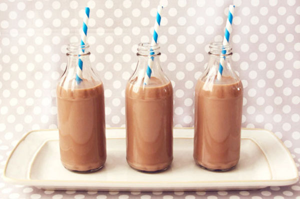 Chocolate milk bottles at a party!