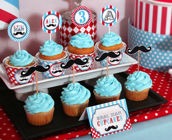 Little Man Mustache Bash Birthday Party! Find our cute DIY Printable Party Decoration at 