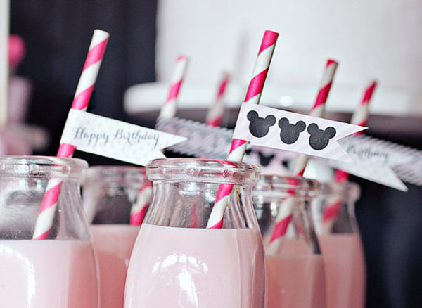 Minnie Mouse party drink flags-cute!