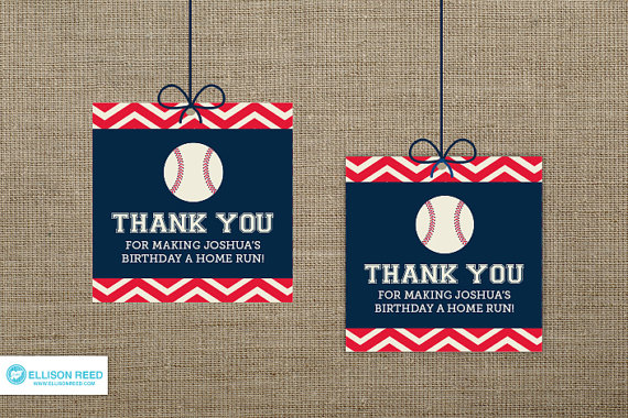 Super Cute Baseball favor tags on Etsy