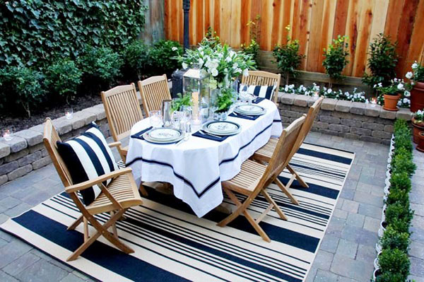 Cozy nautical themed outdoor dinner party