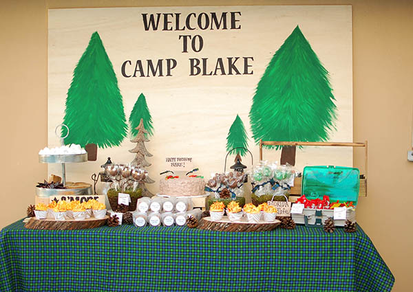 Cute Hand Painted Forest Backdrop At This Camping Party!