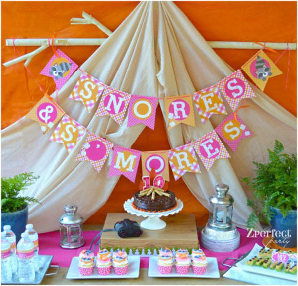 Lovely Pink And prange glamping party