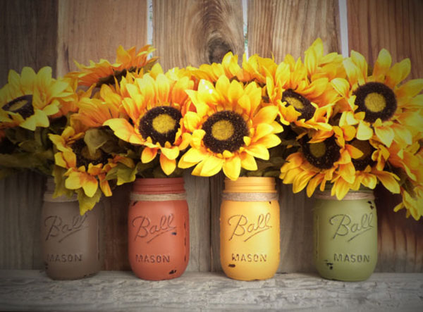 Mason Jars With Sunflowers -perfect for fall!