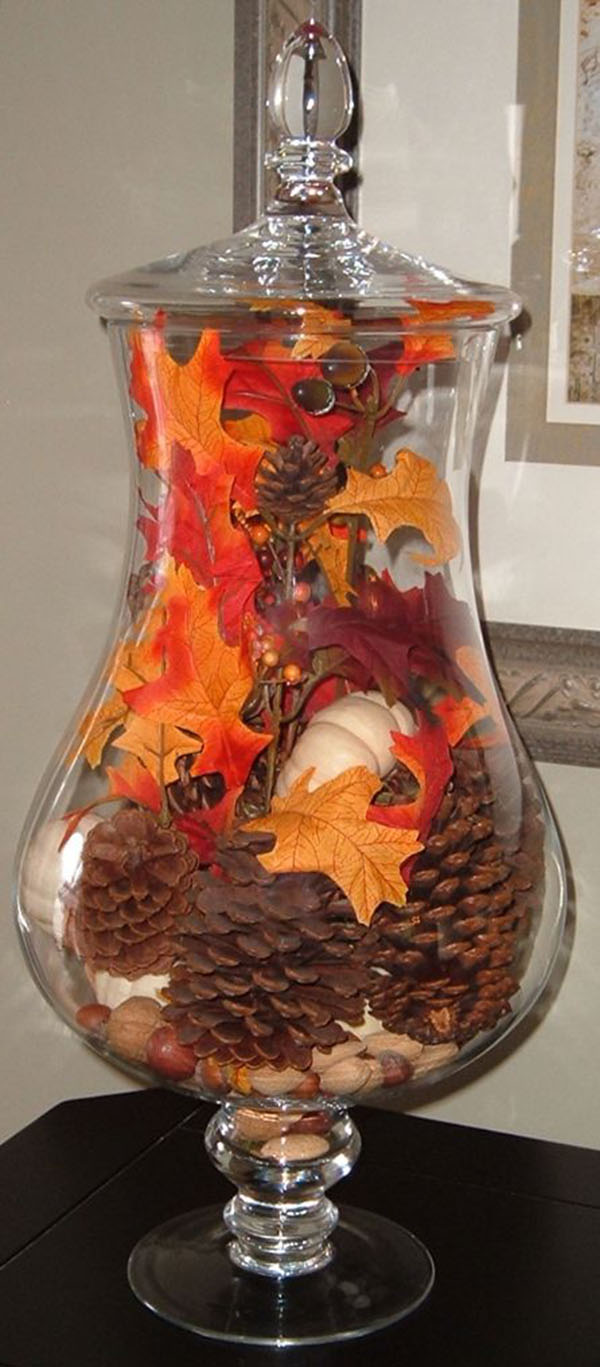 Beautiful Jar Filled with Fall Decor