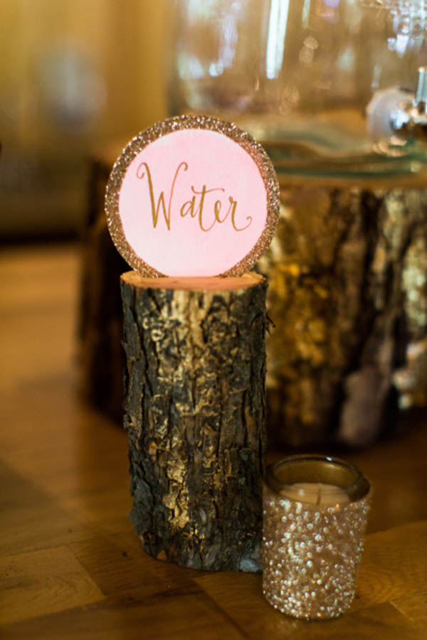 Gold Glitter Drink Station Signs