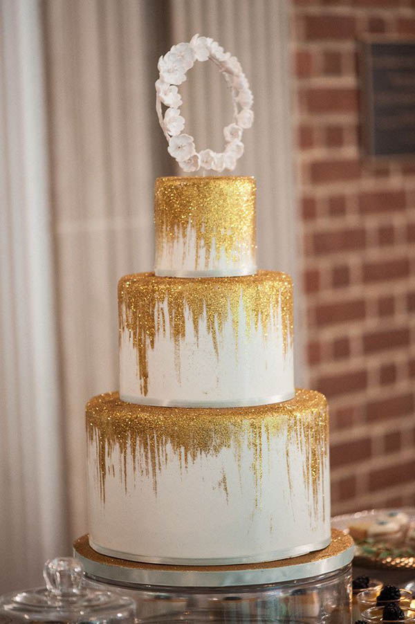 Gold Glitter Wedding Cake