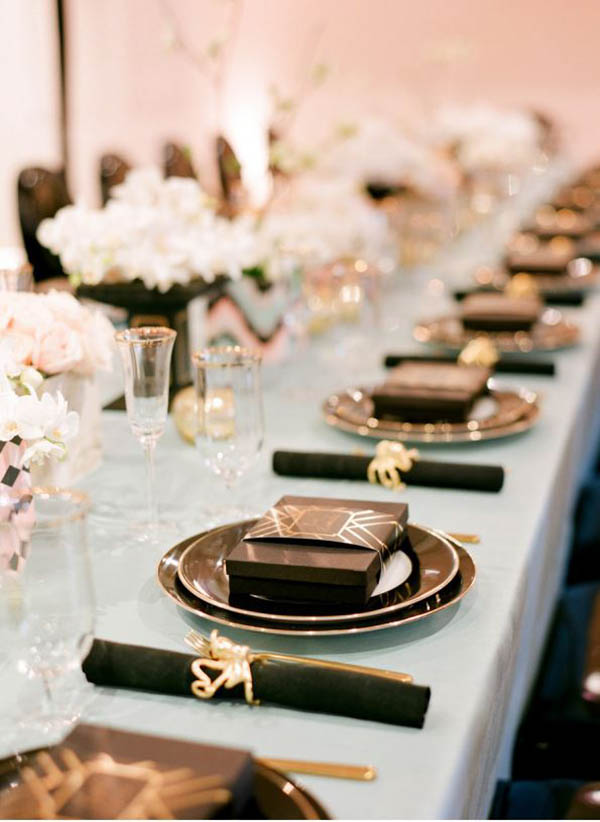 Lovely Black And Gold Tablescape