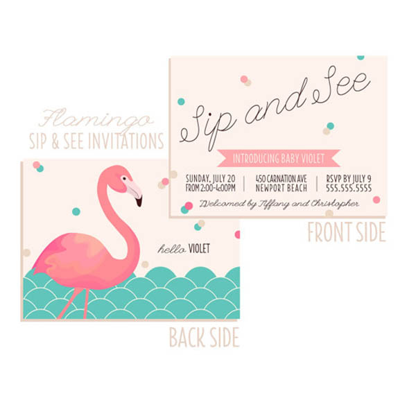 Flamingo Sip and See Invitation