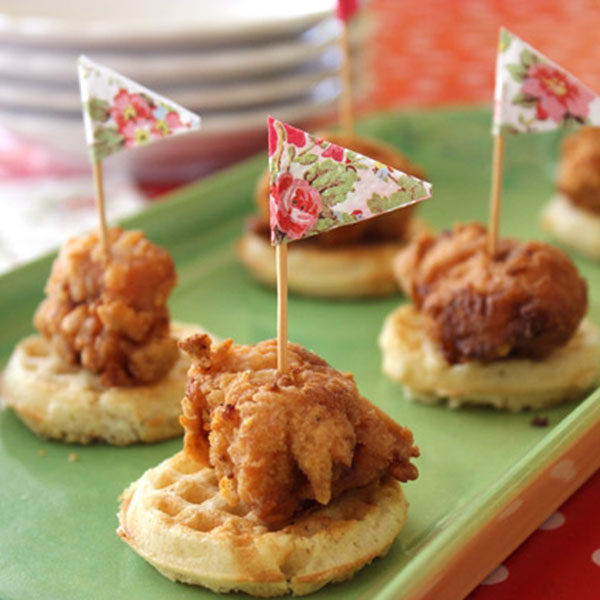 Chicken and Waffles Recipe - Mini Chicken and Waffles on a Stick